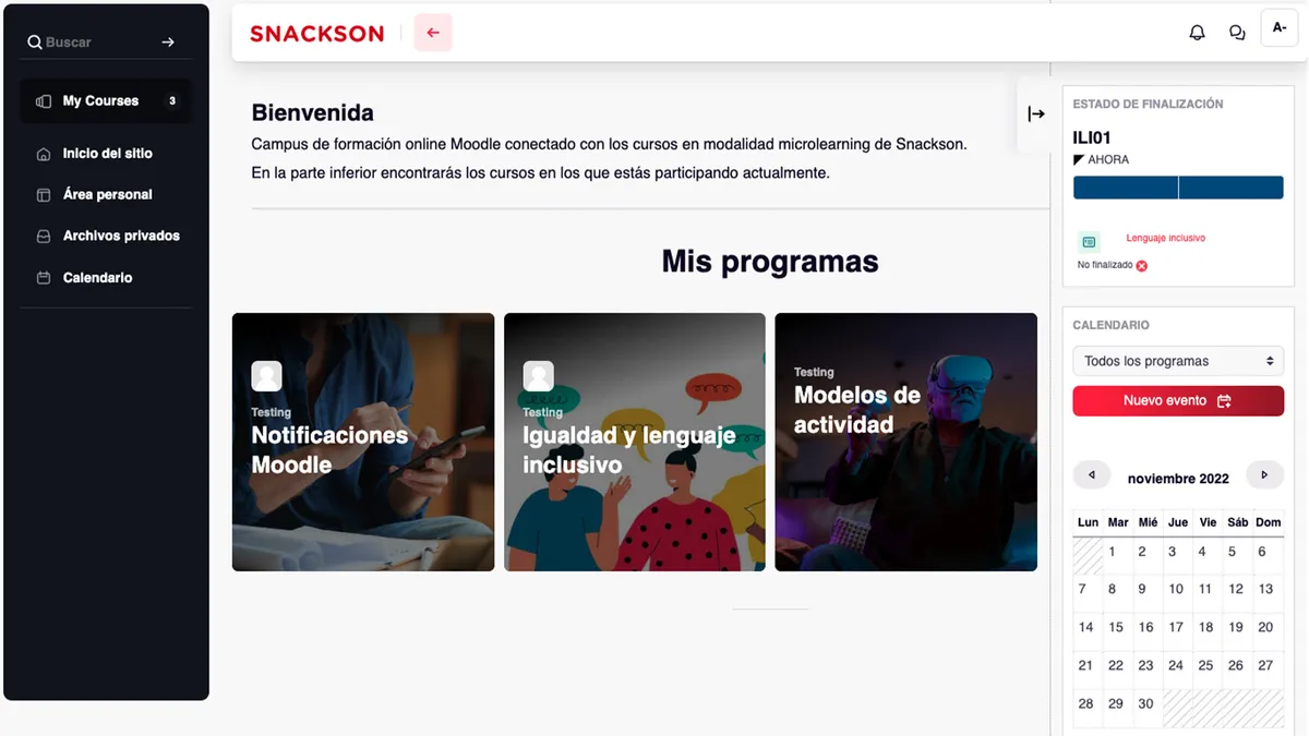 Microlearning Snackson vinculado a plataformas. 