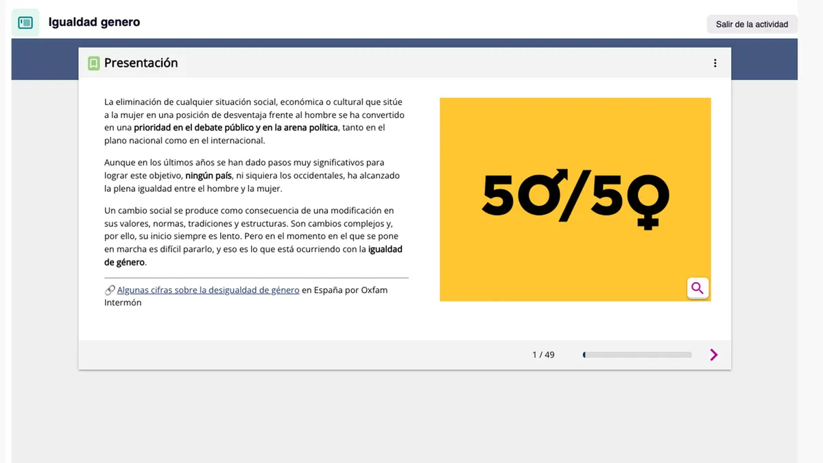 Microlearning Snackson vinculado a plataformas. Igualdad de género