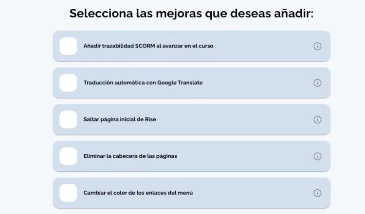 Mejoras irse