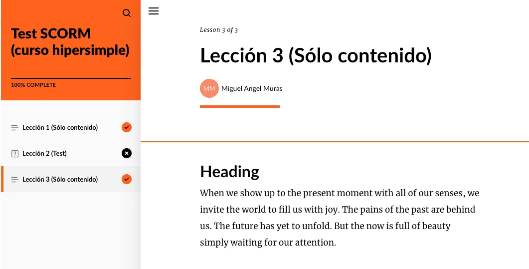 Capturar el seguimiento SCORM en Moodle con Articulate RISE 360 Capturar el seguimiento SCORM en Moodle con Articulate RISE 360