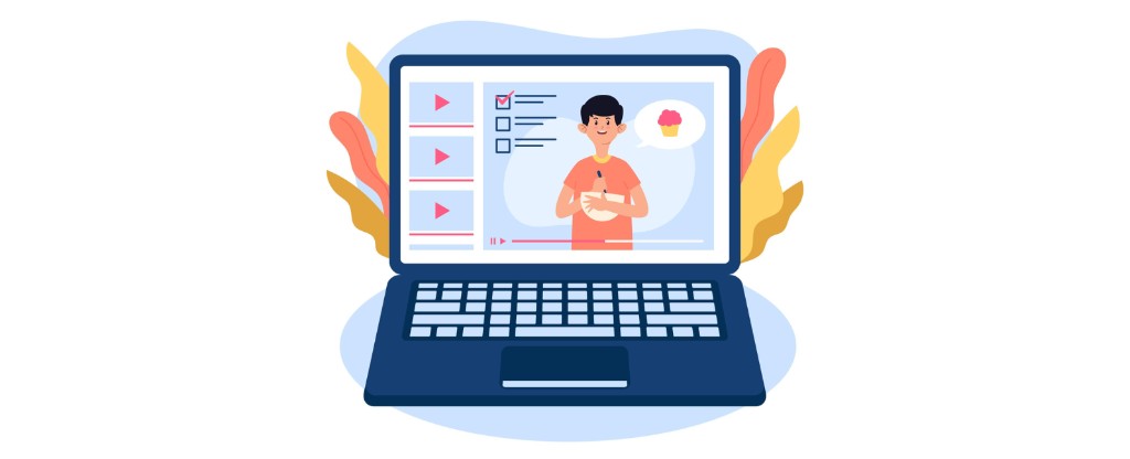 Portátil con un curso en vídeo listo para convertir a SCORM