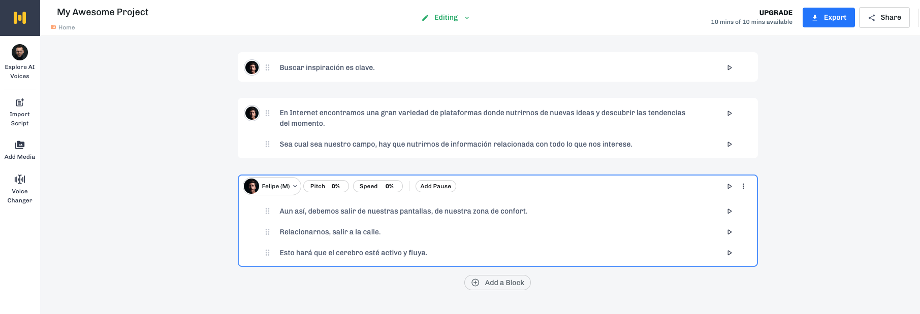 Murf. Recurso online Text-To-Speech. AI. De texto a voz.